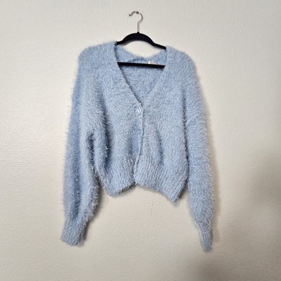 Major Fuzzy Sweatwr Cardigan Sz L - Picture 2 of 5